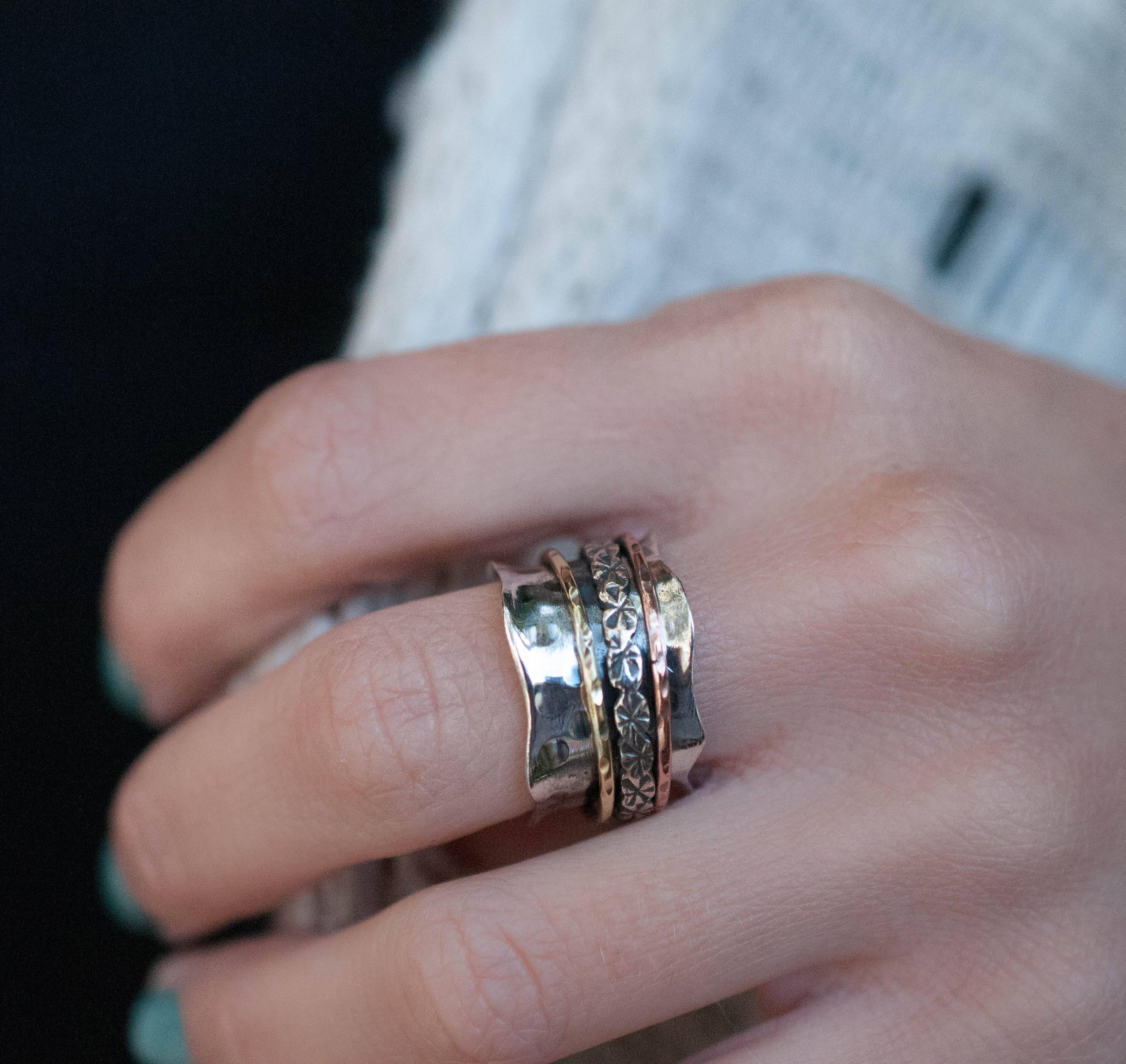 Meditation Ring ~ Sterling Silver 925 & Copper & Bronze ~MS002 - Maresia Jewelry