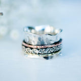 Meditation Ring ~ Sterling Silver 925 & Copper & Bronze ~MS002 - Maresia Jewelry