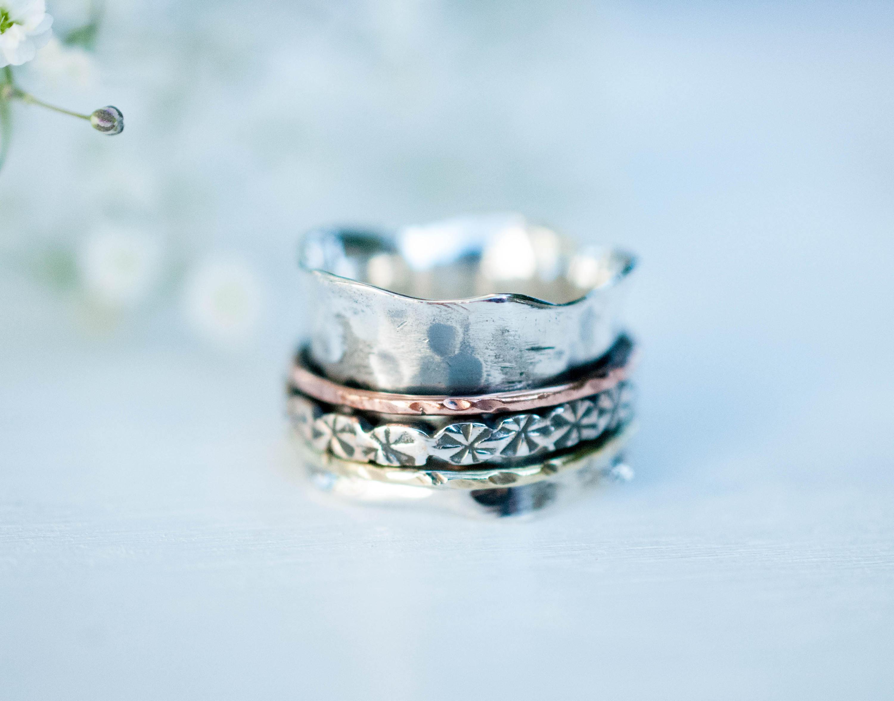 Meditation Ring ~ Sterling Silver 925 & Copper & Bronze ~MS002 - Maresia Jewelry