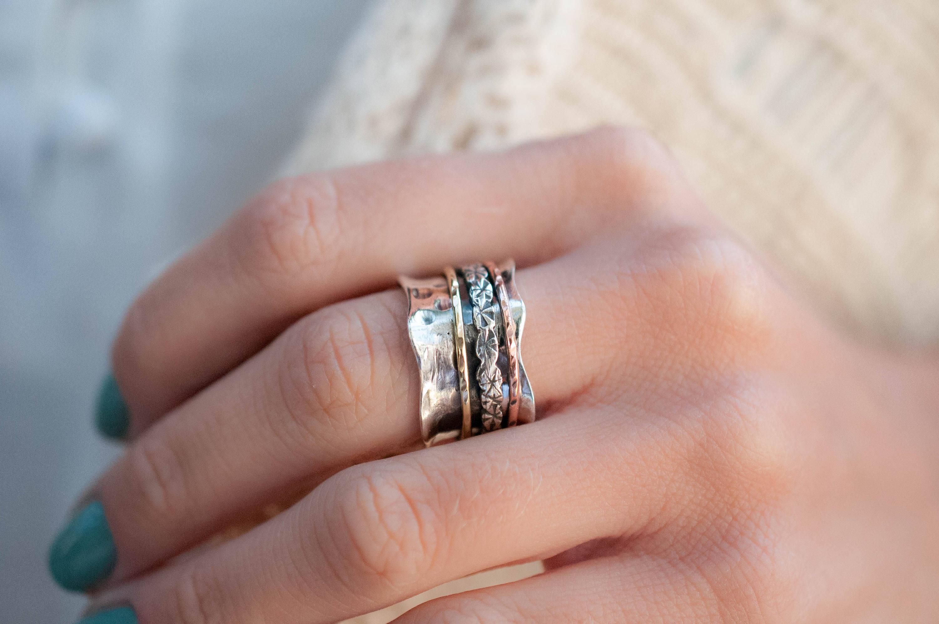 Meditation Ring ~ Sterling Silver 925 & Copper & Bronze ~MS002 - Maresia Jewelry