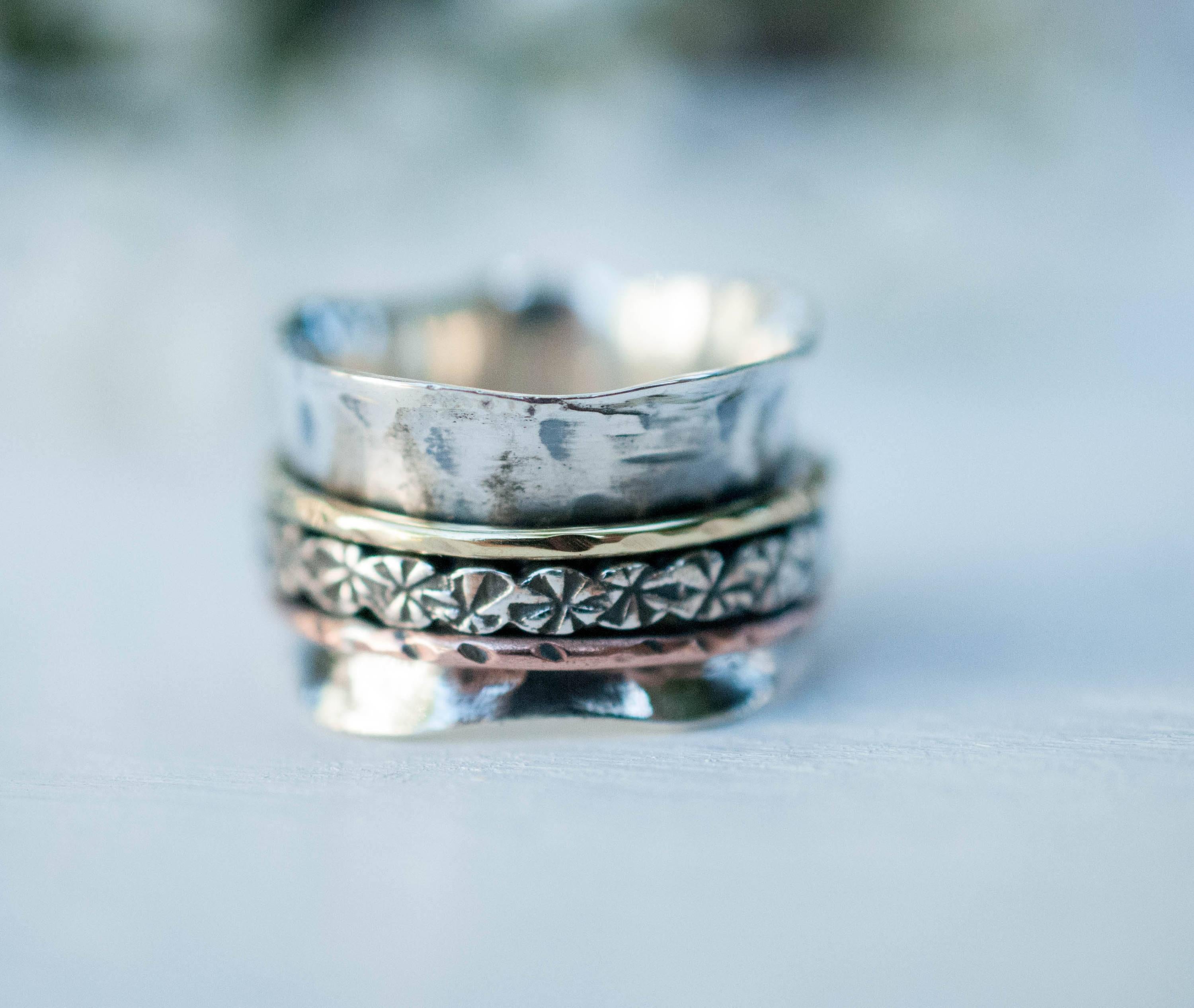 Meditation Ring ~ Sterling Silver 925 & Copper & Bronze ~MS002 - Maresia Jewelry