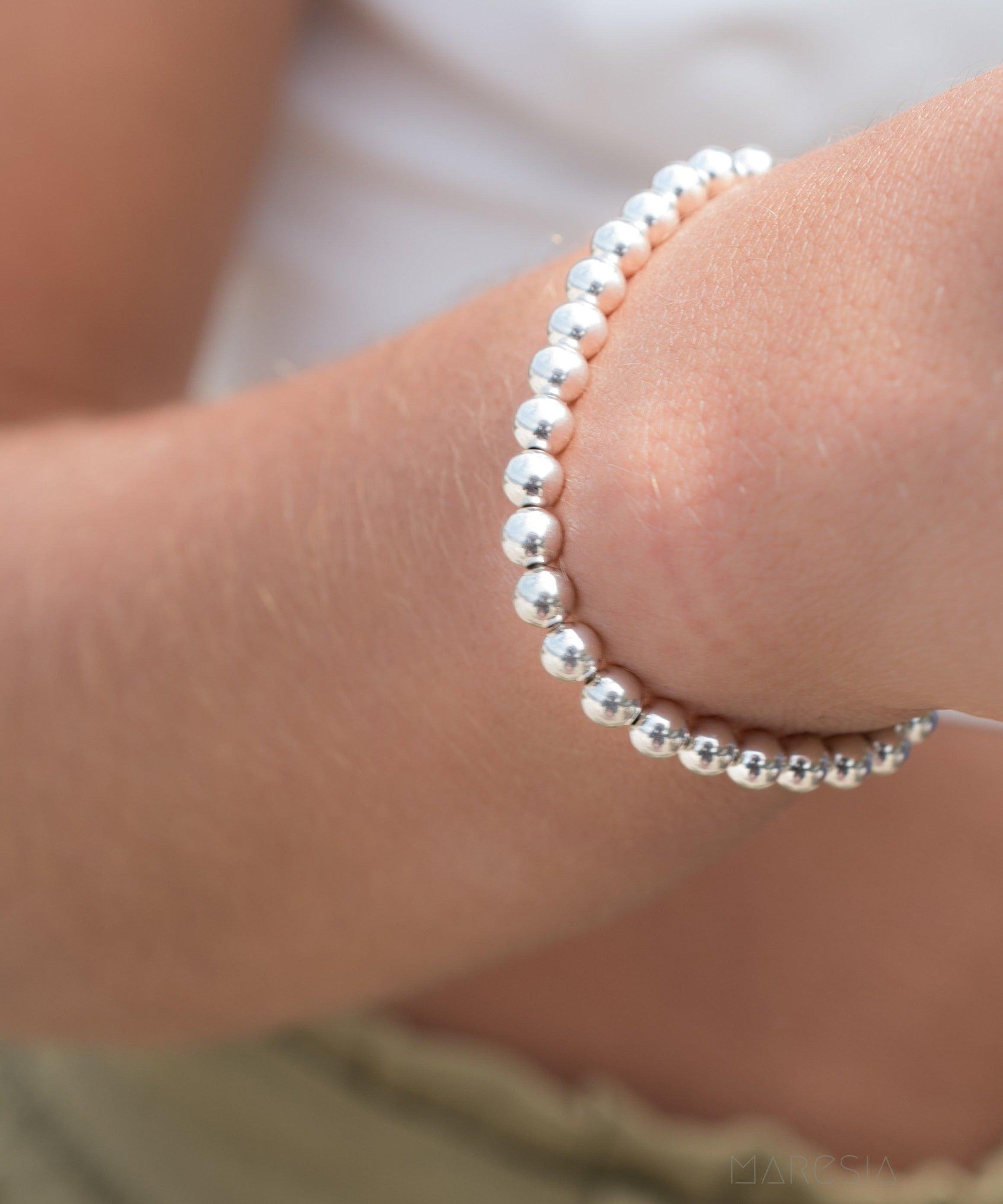 Medium Beads Sterling Silver or Gold Filled Bead Bracelet ~ MB010 - Maresia Jewelry