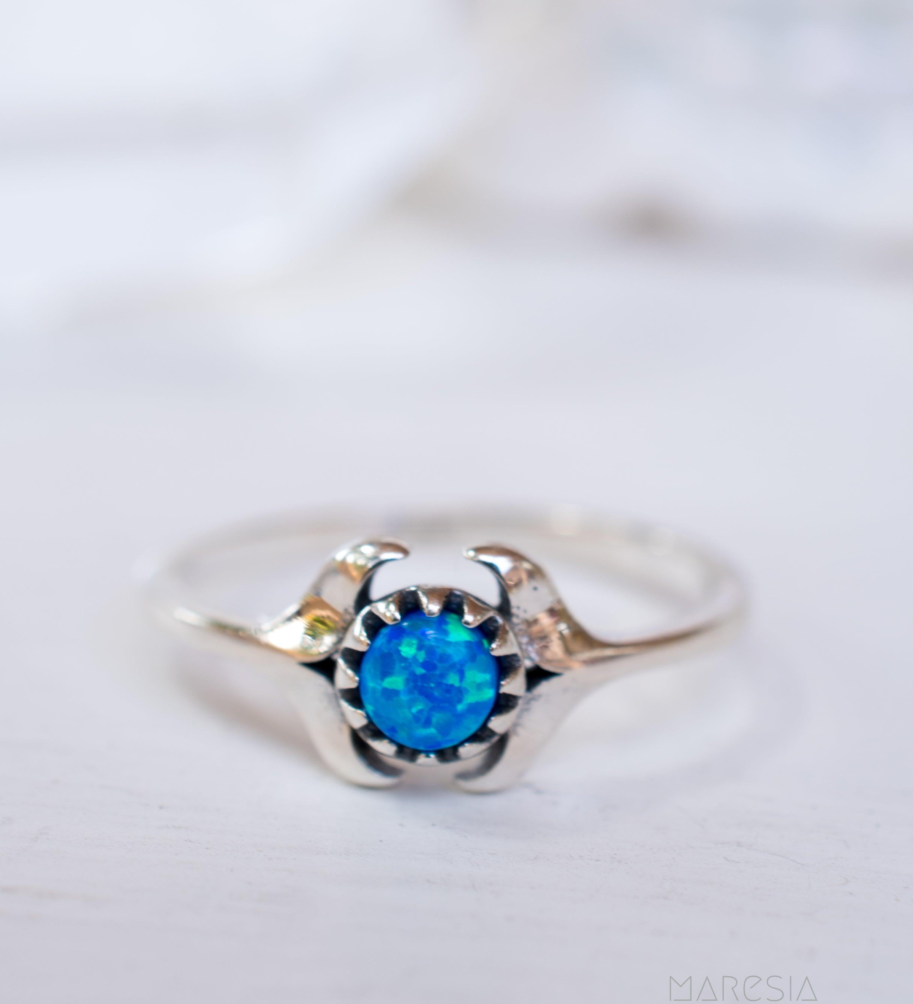 Mermaid Tail Blue Opal Ring ~Sterling Silver 925~ SMR049 - Maresia Jewelry