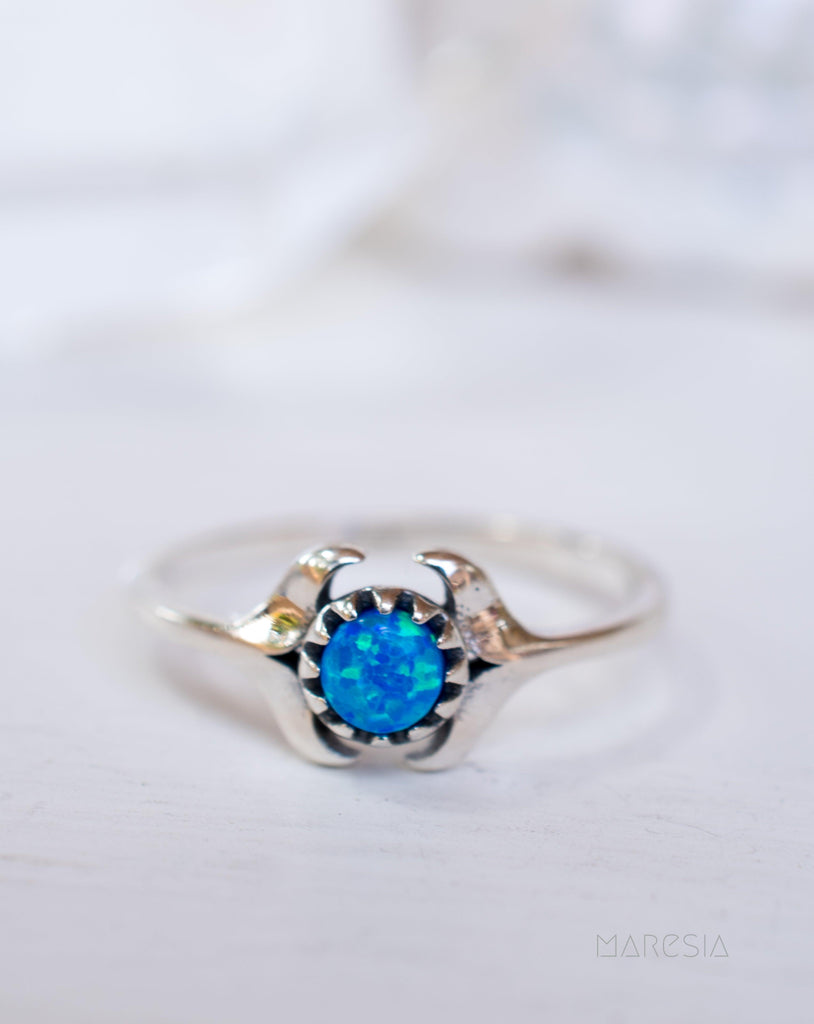 Mermaid Tail Blue Opal Ring ~Sterling Silver 925~ SMR049 - Maresia Jewelry