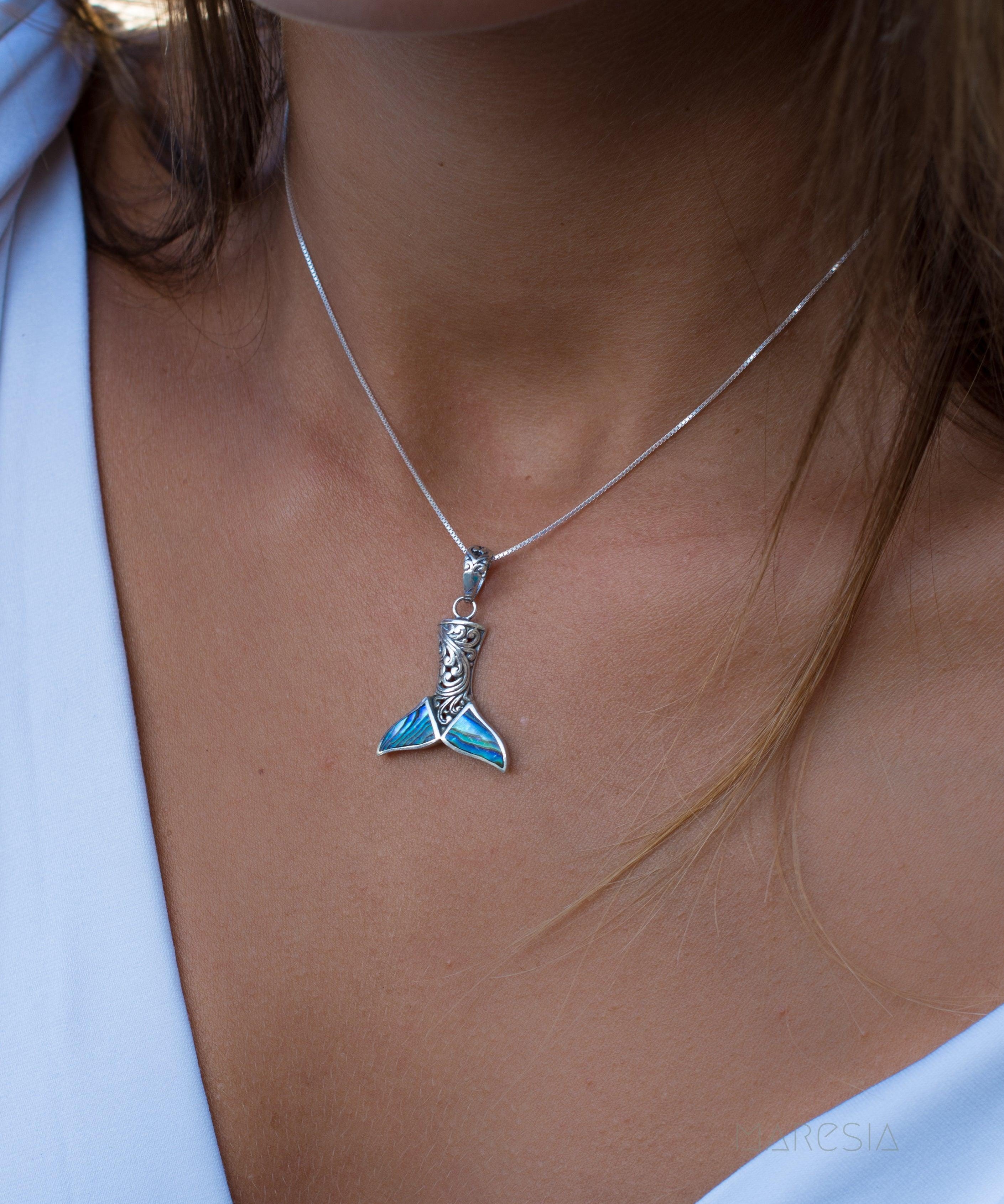 Mermaid Tail Pendant ~ Abalone or Coral ~ Sterling Silver 925 ~SMP006 - Maresia Jewelry