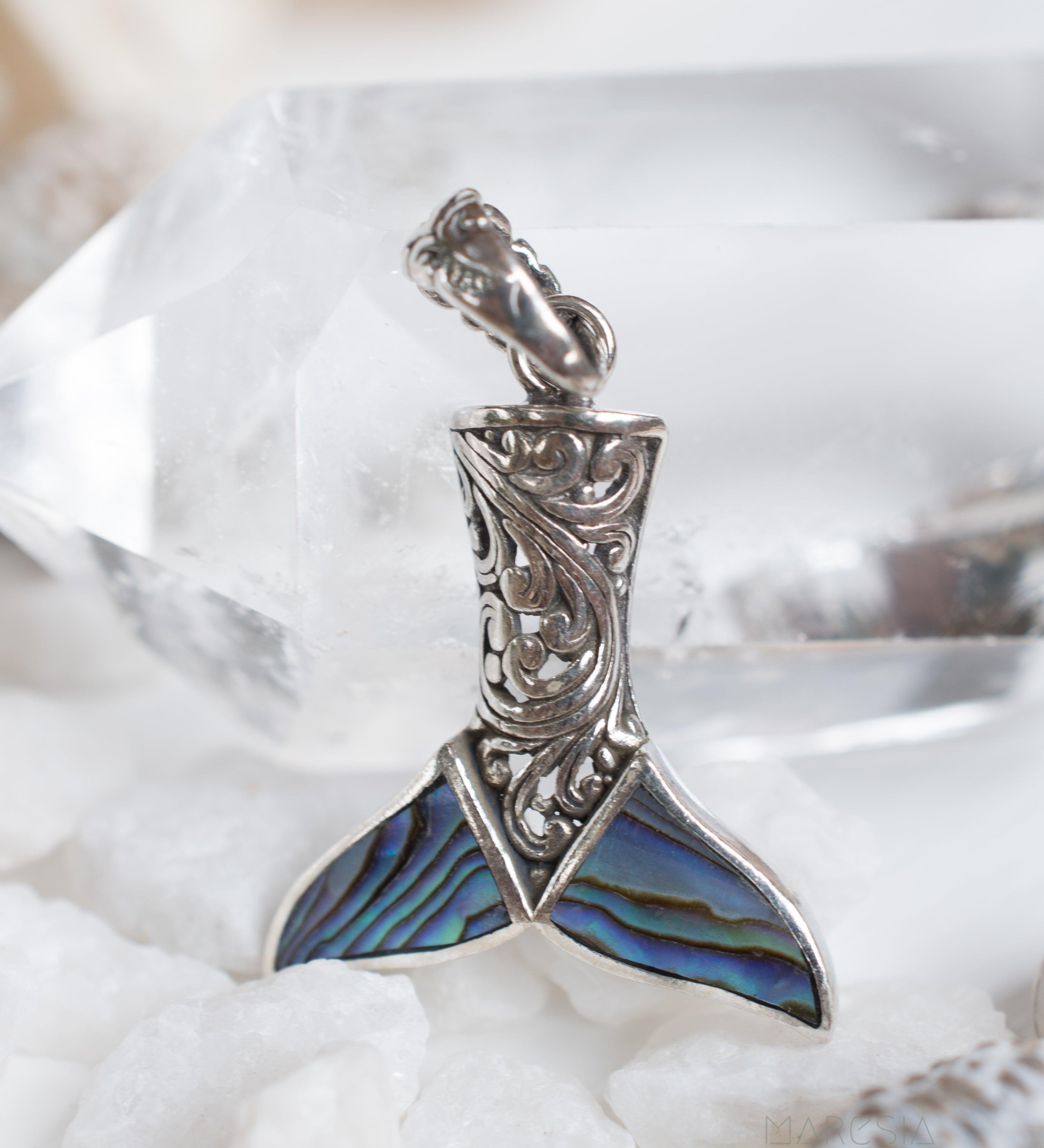 Mermaid Tail Pendant ~ Abalone or Coral ~ Sterling Silver 925 - Maresia Jewelry