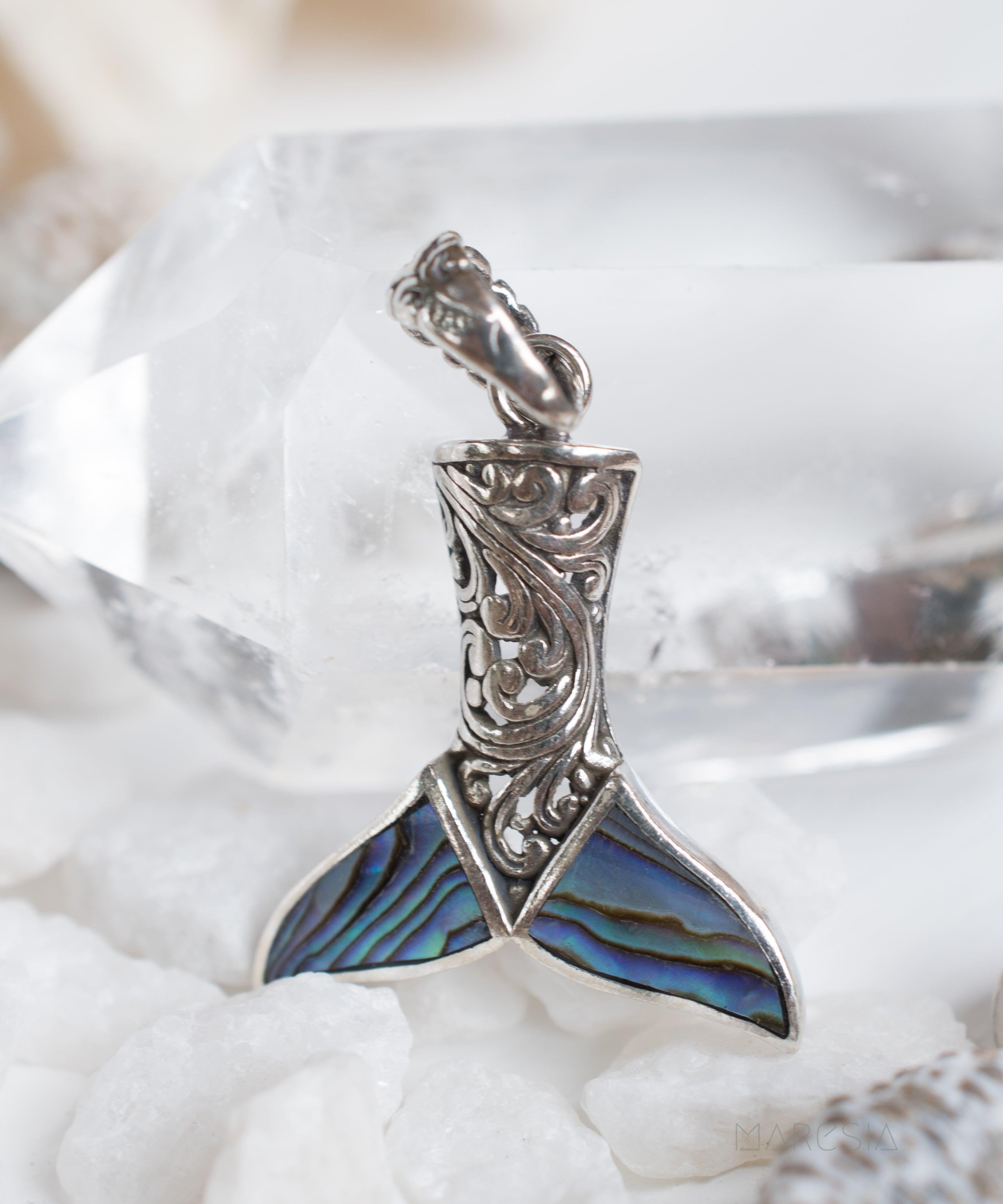 Mermaid Tail Pendant ~ Abalone or Coral ~ Sterling Silver 925 - Maresia Jewelry