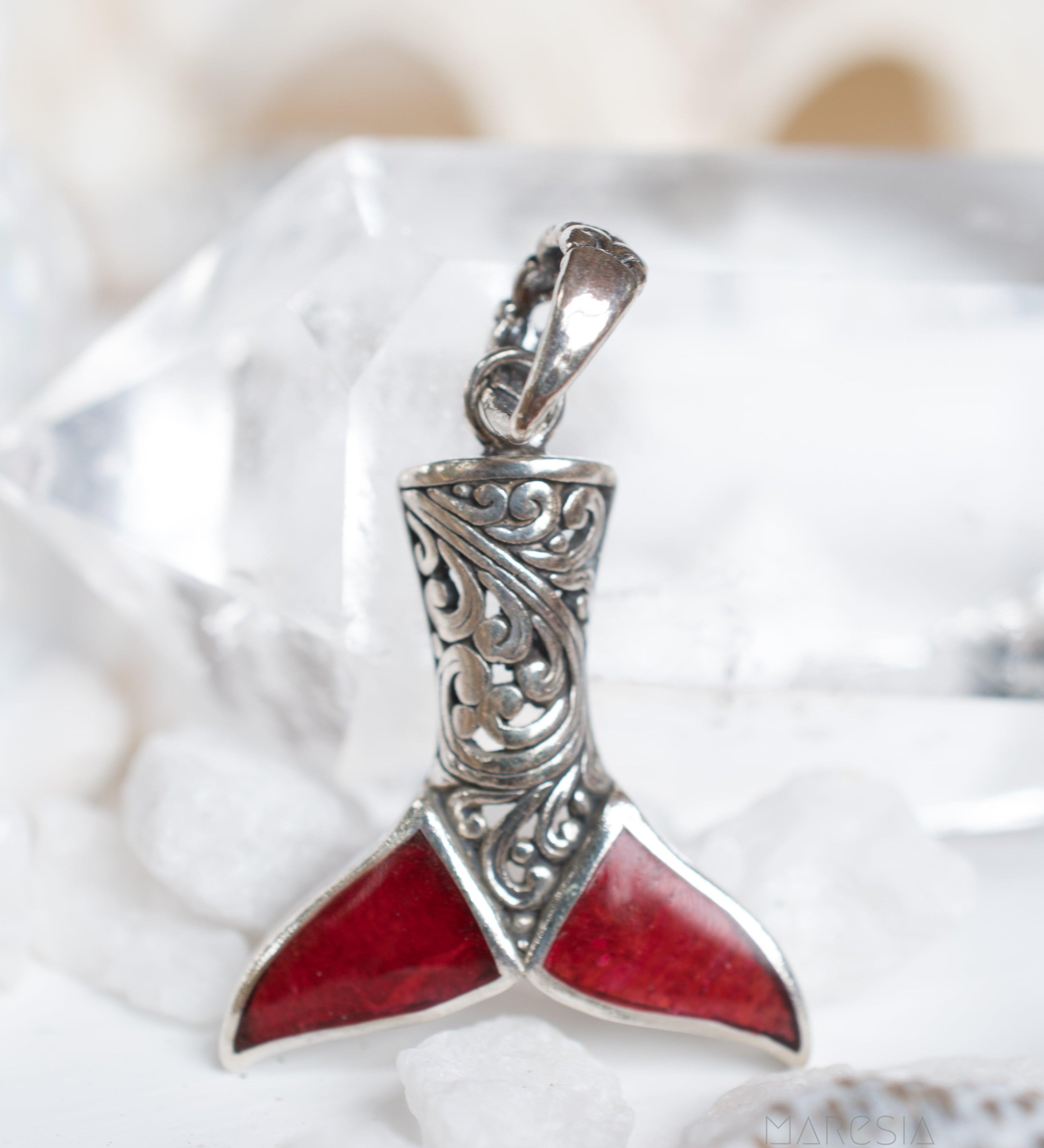 Mermaid Tail Pendant ~ Abalone or Coral ~ Sterling Silver 925 - Maresia Jewelry