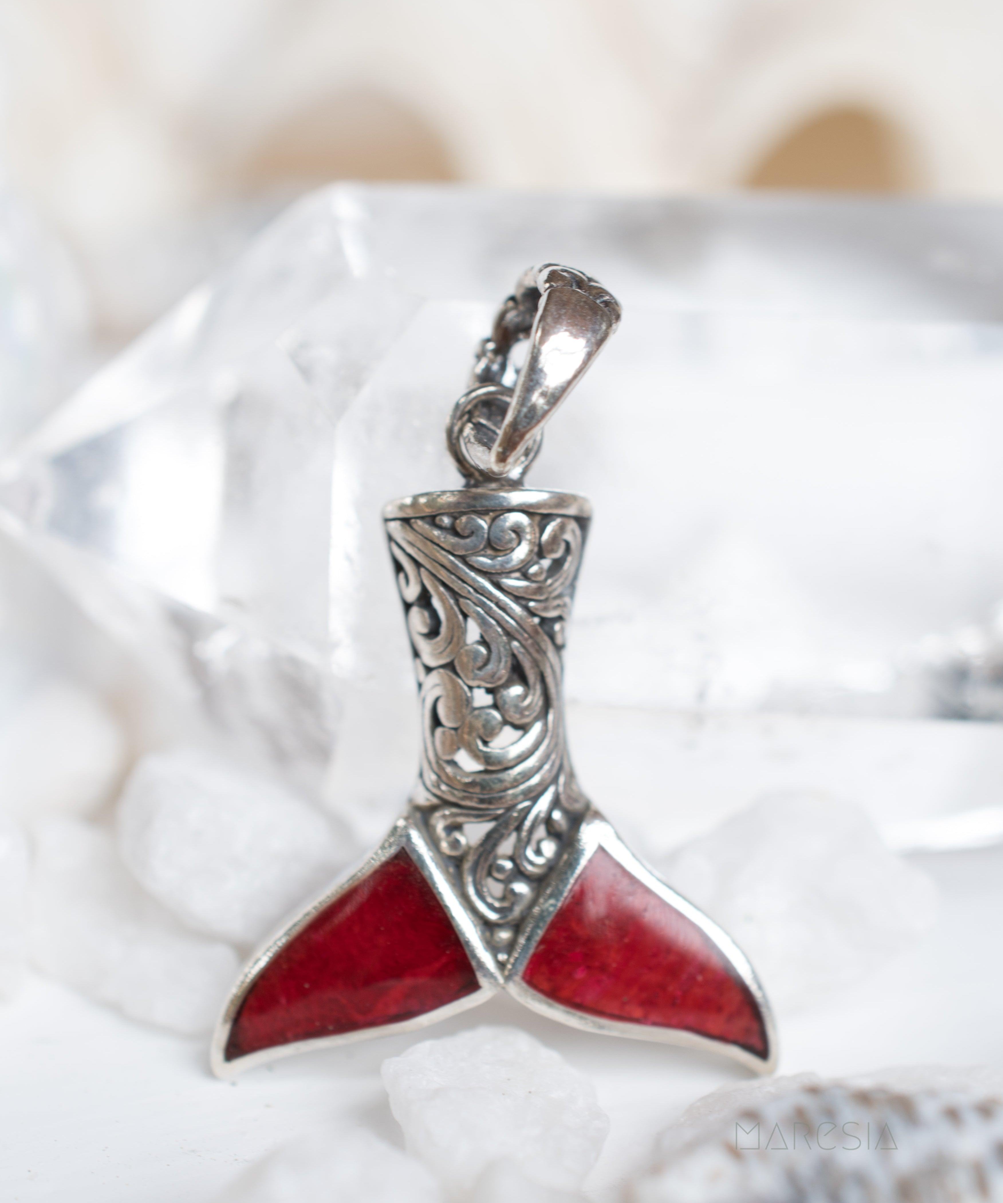 Mermaid Tail Pendant ~ Abalone or Coral ~ Sterling Silver 925 - Maresia Jewelry