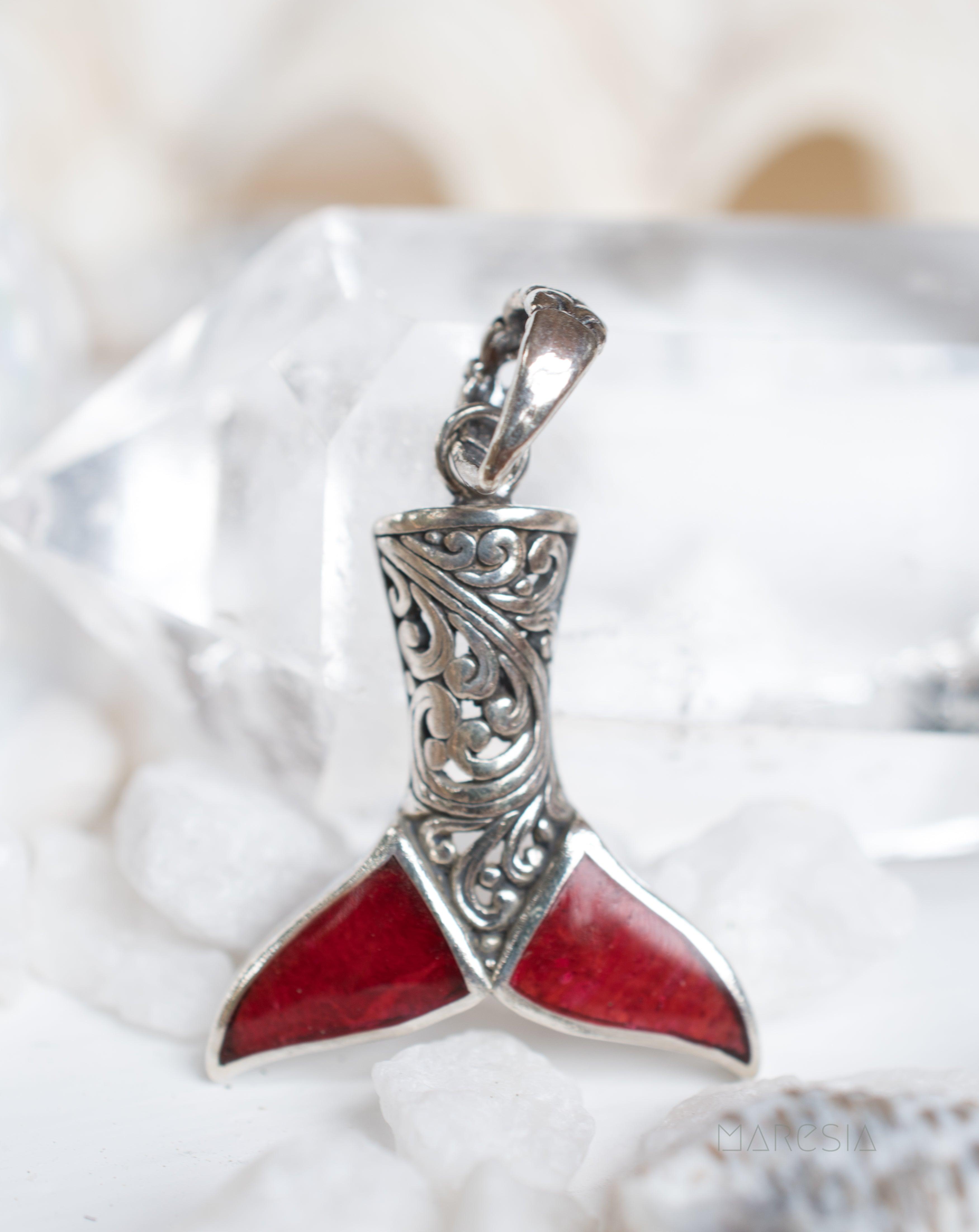 Mermaid Tail Pendant ~ Abalone or Coral ~ Sterling Silver 925 - Maresia Jewelry