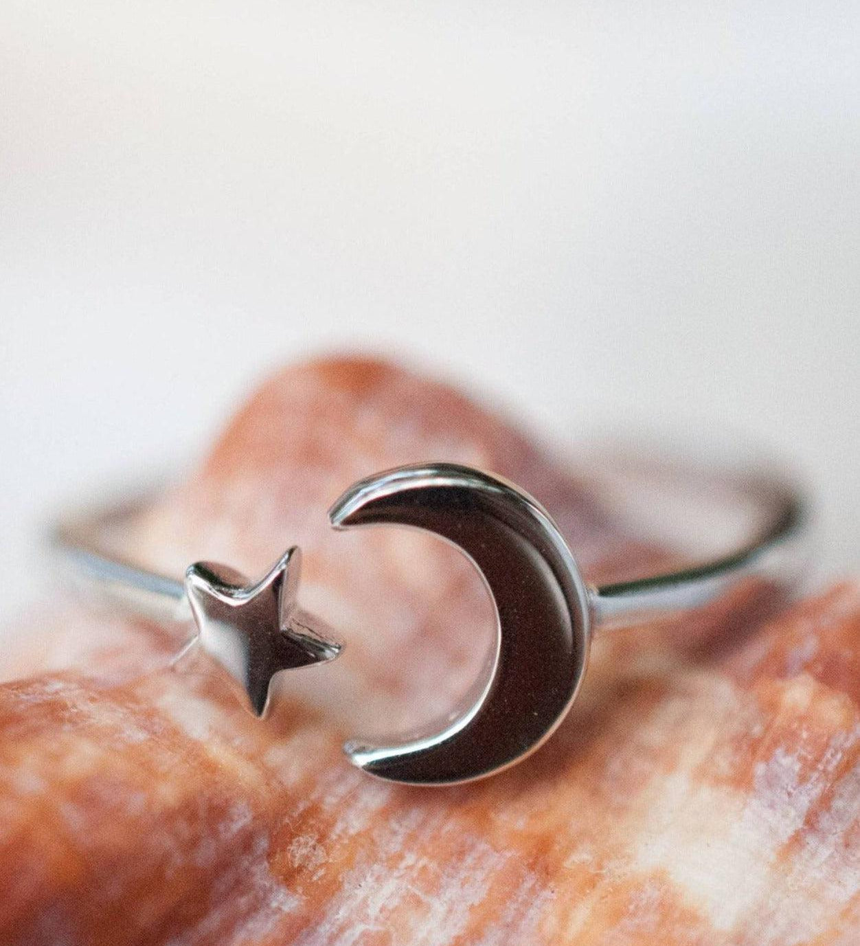 Moon and Star Ring ~Sterling Silver 925 ~ SMR008 - Maresia Jewelry