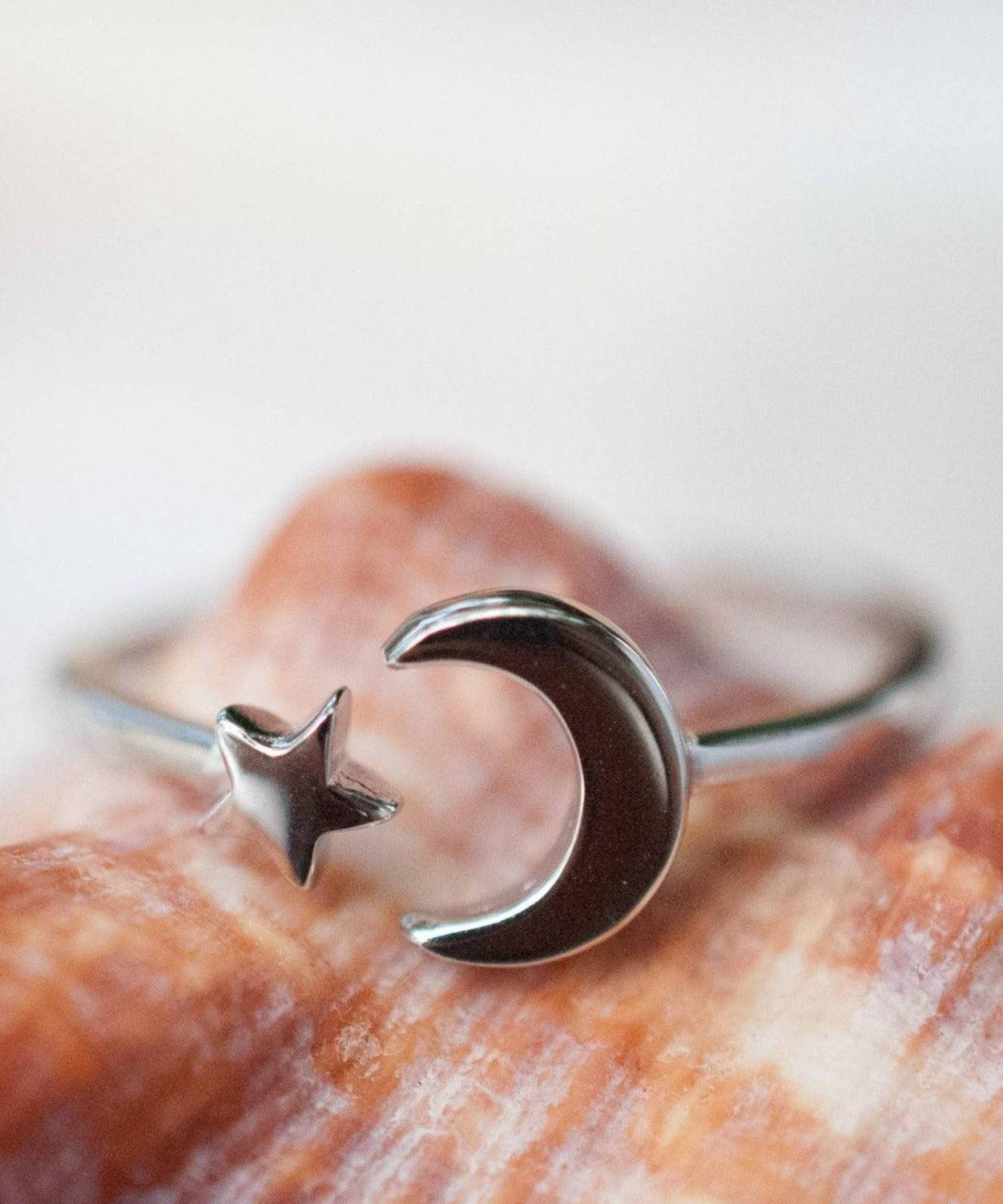Moon and Star Ring ~Sterling Silver 925 ~ SMR008 - Maresia Jewelry