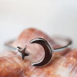 Moon and Star Ring ~Sterling Silver 925 ~ SMR008 - Maresia Jewelry
