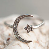 Moon and Star Ring ~ Sterling Silver 925~SMR015 - Maresia Jewelry