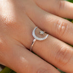 Moon and Star Ring ~ Sterling Silver 925~SMR015 - Maresia Jewelry