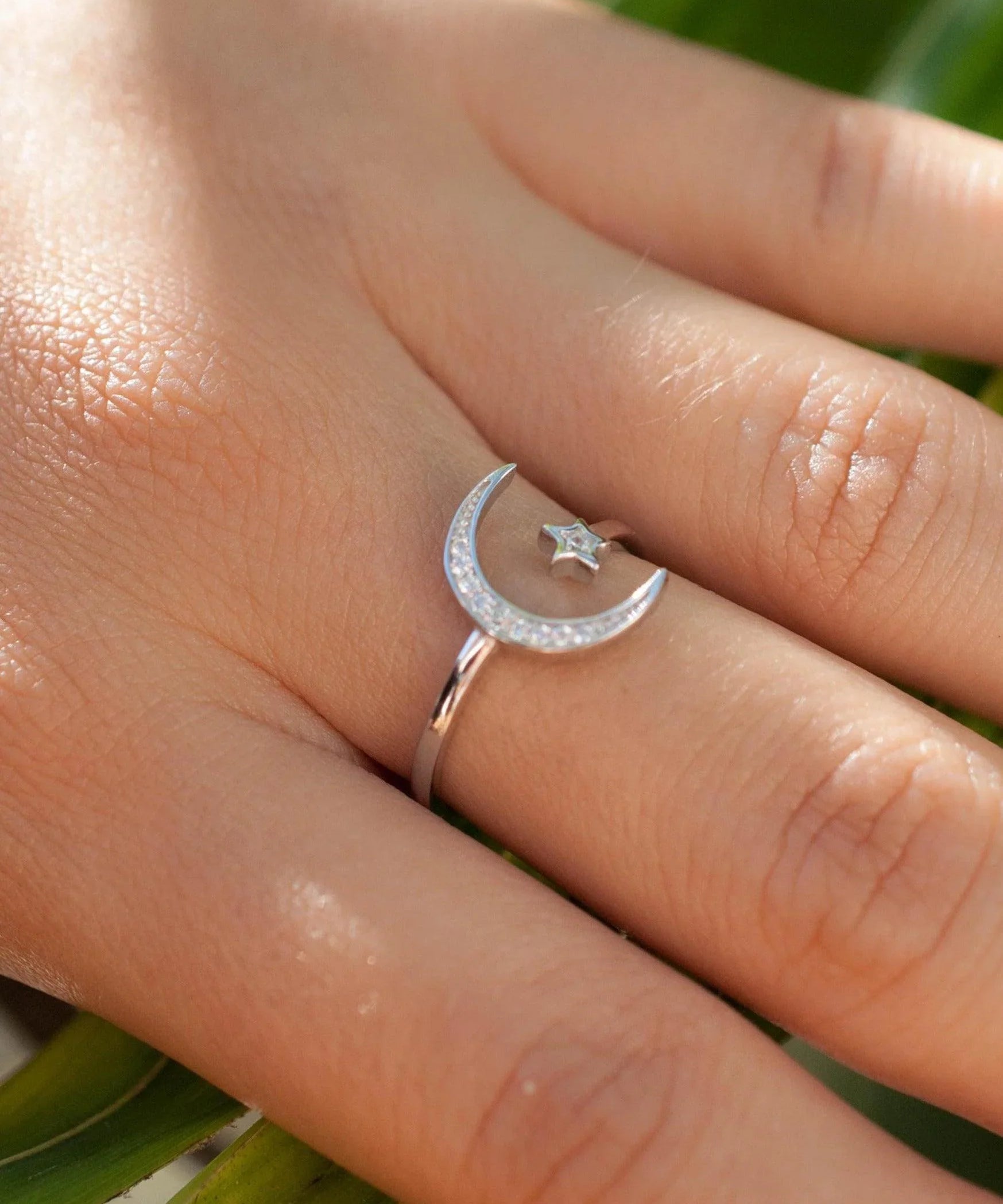 Moon and Star Ring ~ Sterling Silver 925~SMR015 - Maresia Jewelry