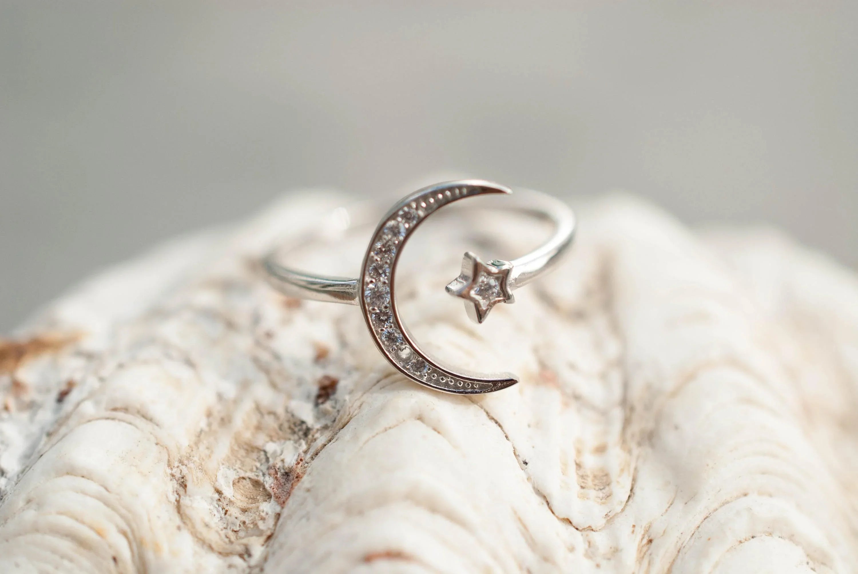 Moon and Star Ring ~ Sterling Silver 925~SMR015 - Maresia Jewelry