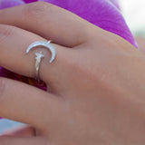 Moon and Star Ring ~ Sterling Silver 925~SMR015 - Maresia Jewelry