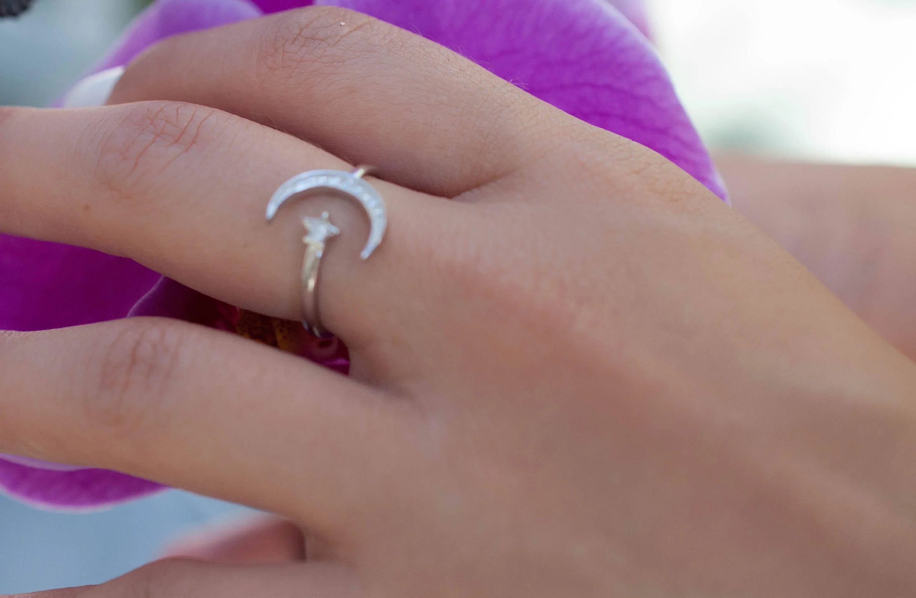 Moon and Star Ring ~ Sterling Silver 925~SMR015 - Maresia Jewelry