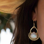 Moonstone 18k Gold Plated Earrings ~ Gemstone ~ Dangle Earrings ~Boho design ~ Handmade ~ Jewelry ~ Gift for her ~ ME185