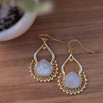 Moonstone 18k Gold Plated Earrings ~ Gemstone ~ Dangle Earrings ~Boho design ~ Handmade ~ Jewelry ~ Gift for her ~ ME185