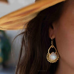 Moonstone 18k Gold Plated Earrings ~ Gemstone ~ Dangle Earrings ~Boho design ~ Handmade ~ Jewelry ~ Gift for her ~ ME185