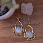Moonstone 18k Gold Plated Earrings ~ Gemstone ~ Dangle Earrings ~Boho design ~ Handmade ~ Jewelry ~ Gift for her ~ ME185