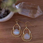 Moonstone 18k Gold Plated Earrings ~ Gemstone ~ Dangle Earrings ~Boho design ~ Handmade ~ Jewelry ~ Gift for her ~ ME185