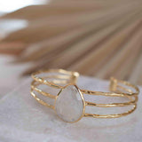 Moonstone Adjustable Bracelet ~ Gold Plated 18k ~ Handmade ~Statement  Hippie ~Bohemian ~Jewelry ~Gift For Her ~Gemstone ~Body MB047