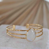 Moonstone Adjustable Bracelet ~ Gold Plated 18k ~ Handmade ~Statement  Hippie ~Bohemian ~Jewelry ~Gift For Her ~Gemstone ~Body MB047
