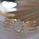 Moonstone Adjustable Bracelet ~ Gold Plated 18k ~ Handmade ~Statement  Hippie ~Bohemian ~Jewelry ~Gift For Her ~Gemstone ~Body MB047