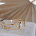 Moonstone Adjustable Bracelet ~ Gold Plated 18k ~ Handmade ~Statement  Hippie ~Bohemian ~Jewelry ~Gift For Her ~Gemstone ~Body MB047