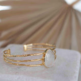 Moonstone Adjustable Bracelet ~ Gold Plated 18k ~ Handmade ~Statement  Hippie ~Bohemian ~Jewelry ~Gift For Her ~Gemstone ~Body MB047