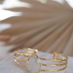 Moonstone Adjustable Bracelet ~ Gold Plated 18k ~ Handmade ~Statement  Hippie ~Bohemian ~Jewelry ~Gift For Her ~Gemstone ~Body MB047