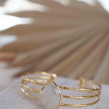 Moonstone Adjustable Bracelet ~ Gold Plated 18k ~ Handmade ~Statement  Hippie ~Bohemian ~Jewelry ~Gift For Her ~Gemstone ~Body MB047