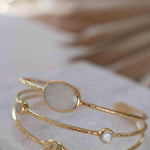 Moonstone Adjustable Bracelet ~ Gold Plated 18k ~ Handmade ~Statement  Hippie ~Bohemian ~Jewelry ~Gift For Her ~Gemstone ~Body ~ MB051