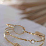 Moonstone Adjustable Bracelet ~ Gold Plated 18k ~ Handmade ~Statement  Hippie ~Bohemian ~Jewelry ~Gift For Her ~Gemstone ~Body ~ MB051