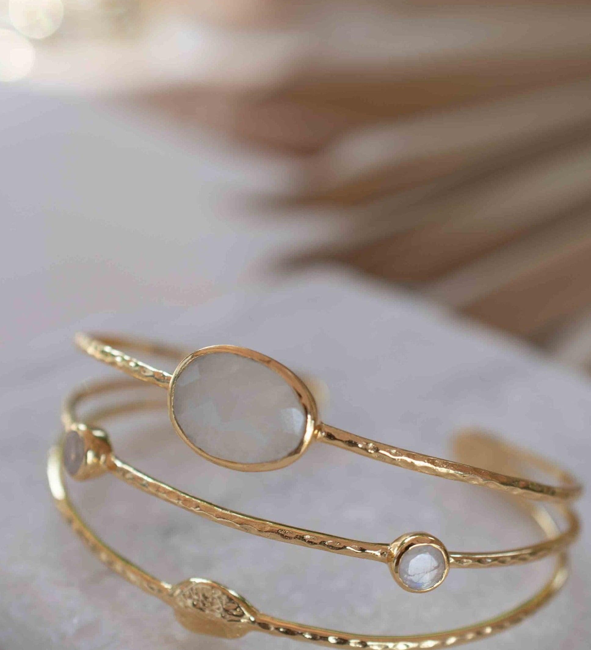 Moonstone Adjustable Bracelet ~ Gold Plated 18k ~ Handmade ~Statement  Hippie ~Bohemian ~Jewelry ~Gift For Her ~Gemstone ~Body ~ MB051