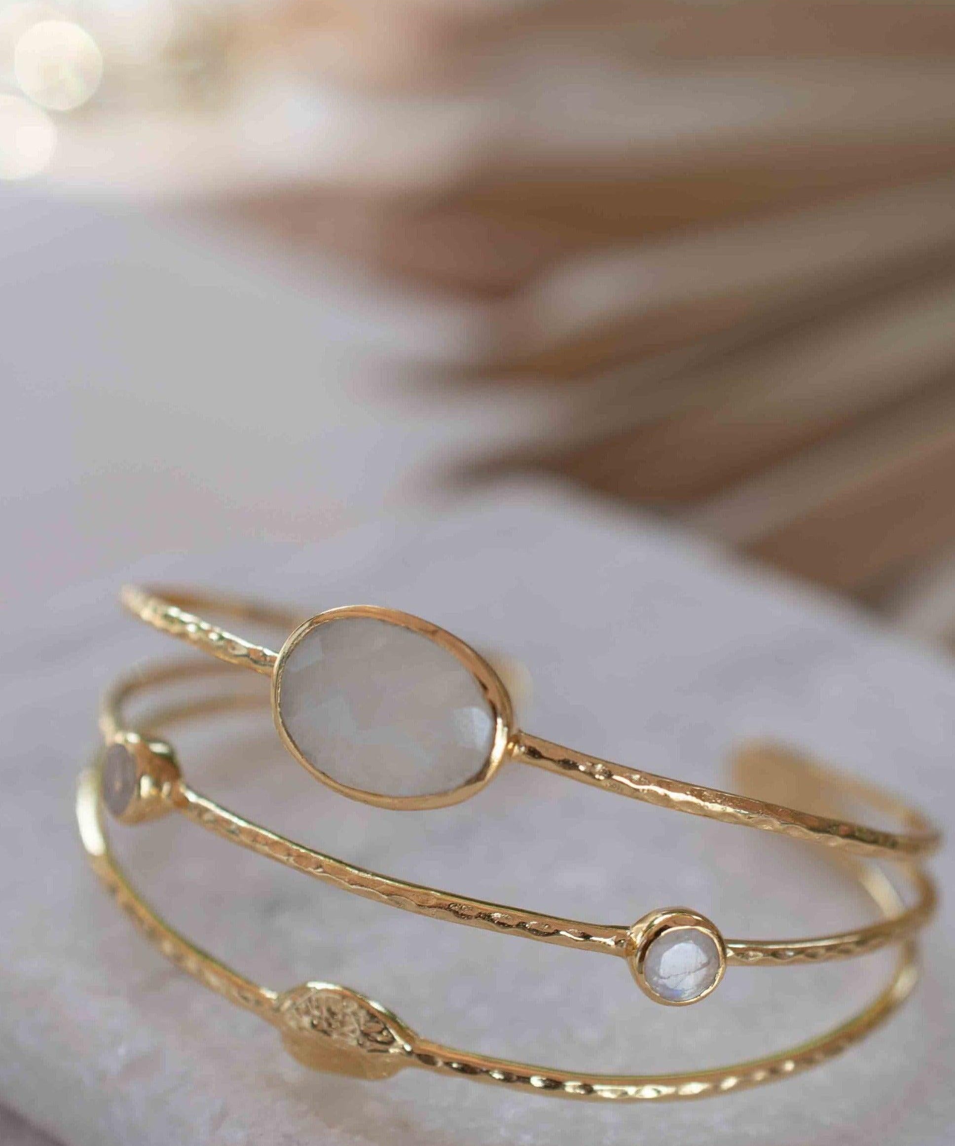 Moonstone Adjustable Bracelet ~ Gold Plated 18k ~ Handmade ~Statement  Hippie ~Bohemian ~Jewelry ~Gift For Her ~Gemstone ~Body ~ MB051