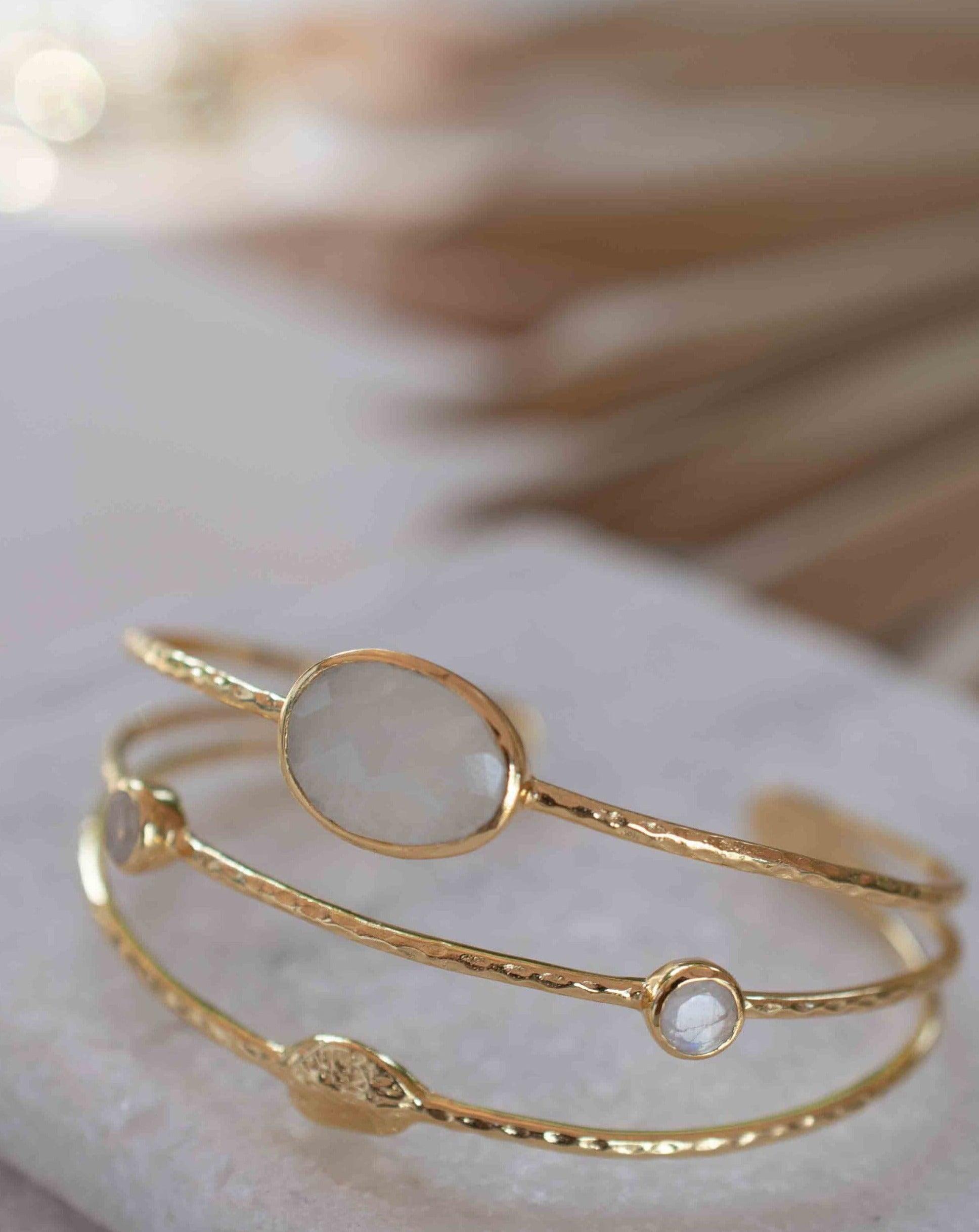 Moonstone Adjustable Bracelet ~ Gold Plated 18k ~ Handmade ~Statement  Hippie ~Bohemian ~Jewelry ~Gift For Her ~Gemstone ~Body ~ MB051