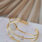 Moonstone Adjustable Bracelet ~ Gold Plated 18k ~ Handmade ~Statement  Hippie ~Bohemian ~Jewelry ~Gift For Her ~Gemstone ~Body ~ MB051