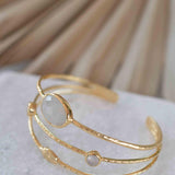 Moonstone Adjustable Bracelet ~ Gold Plated 18k ~ Handmade ~Statement  Hippie ~Bohemian ~Jewelry ~Gift For Her ~Gemstone ~Body ~ MB051