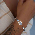Moonstone Adjustable Bracelet ~ Sterling Silver 925 ~ Handmade ~ Statement ~Jewelry~ Minimalist ~ Genuine Stone ~ MB063