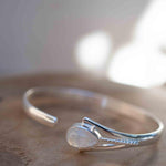 Moonstone Adjustable Bracelet ~ Sterling Silver 925 ~ Handmade ~ Statement ~Jewelry~ Minimalist ~ Genuine Stone ~ MB063