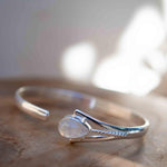 Moonstone Adjustable Bracelet ~ Sterling Silver 925 ~ Handmade ~ Statement ~Jewelry~ Minimalist ~ Genuine Stone ~ MB063