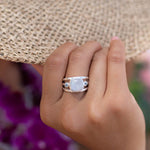 Moonstone & Blue Topaz Ring ~ Sterling Silver 925 ~ Handmade ~ Gemstone Hippie ~ Gypsy ~ Boho ~ Bohemian ~  Stunning~MR269