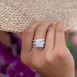 Moonstone & Blue Topaz Ring ~ Sterling Silver 925 ~ Handmade ~ Gemstone Hippie ~ Gypsy ~ Boho ~ Bohemian ~  Stunning~MR269