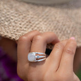 Moonstone & Blue Topaz Ring ~ Sterling Silver 925 ~ Handmade ~ Gemstone Hippie ~ Gypsy ~ Boho ~ Bohemian ~  Stunning~MR269