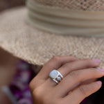 Moonstone & Blue Topaz Ring ~ Sterling Silver 925 ~ Handmade ~ Gemstone Hippie ~ Gypsy ~ Boho ~ Bohemian ~  Stunning~MR269