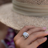 Moonstone & Blue Topaz Ring ~ Sterling Silver 925 ~ Handmade ~ Gemstone Hippie ~ Gypsy ~ Boho ~ Bohemian ~  Stunning~MR269